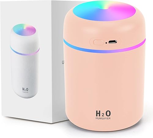 Humidificadores coloridos y frescos con luz nocturna LED, humidificadores de niebla USB de 10.1 fl oz para coche, oficina, habitación,