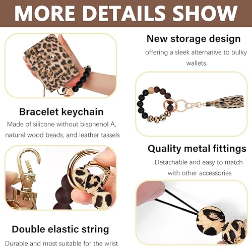 Image of KNGITRYI Wristlet Wallet for Women,RFID Keychain Wallet with Beaded Strap | 8 Card Slots,ID Window,Zipper Pocket,Leather Tassel,Compact Design