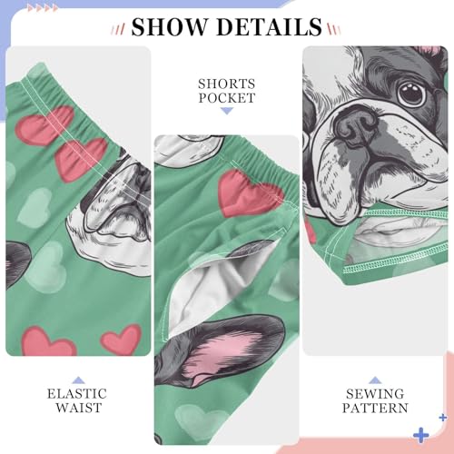 Bulldog Heart Boys Pants Boys Athletic Pants Long Pant for Boywith Pockets Wide-Leg Size 6-14Y4