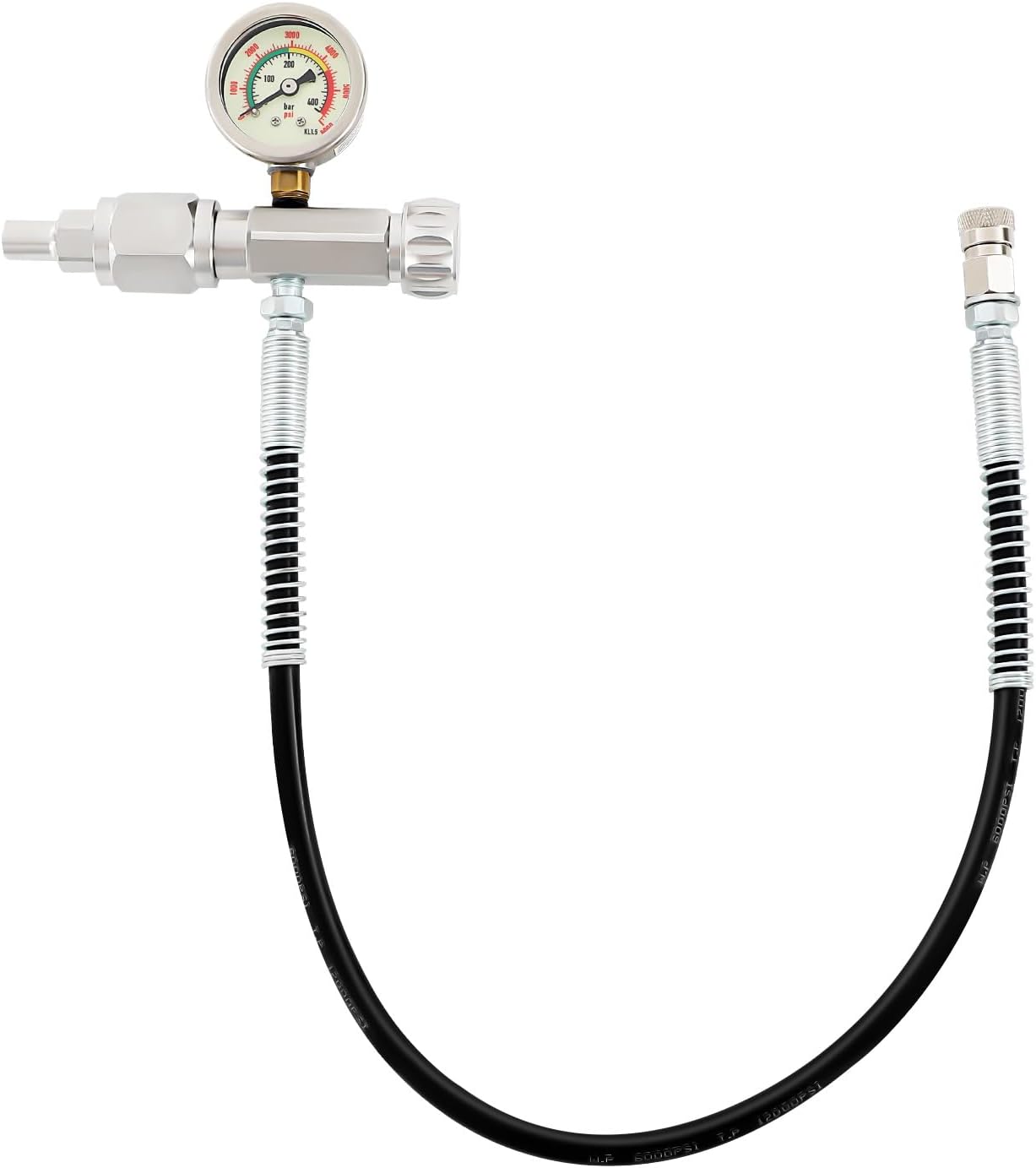 PCP Air Fill Station, PCP Charging Adaptor with Female Thread & Gold Release Valve, 0-6000PSI 23Inch Hose for Paintball PCP SCBA Diving Cylinders Air Rifles Fast Fill