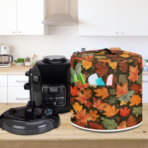 Image of Fall Leaves Air Fryer Lid Flexible Kitchen Utensil Cover | Waterproof Dust Cover Fits Most Sizes Instant Pot Accessories One Piece Set Decor Kitchen Gifts for Friends 6 Quart