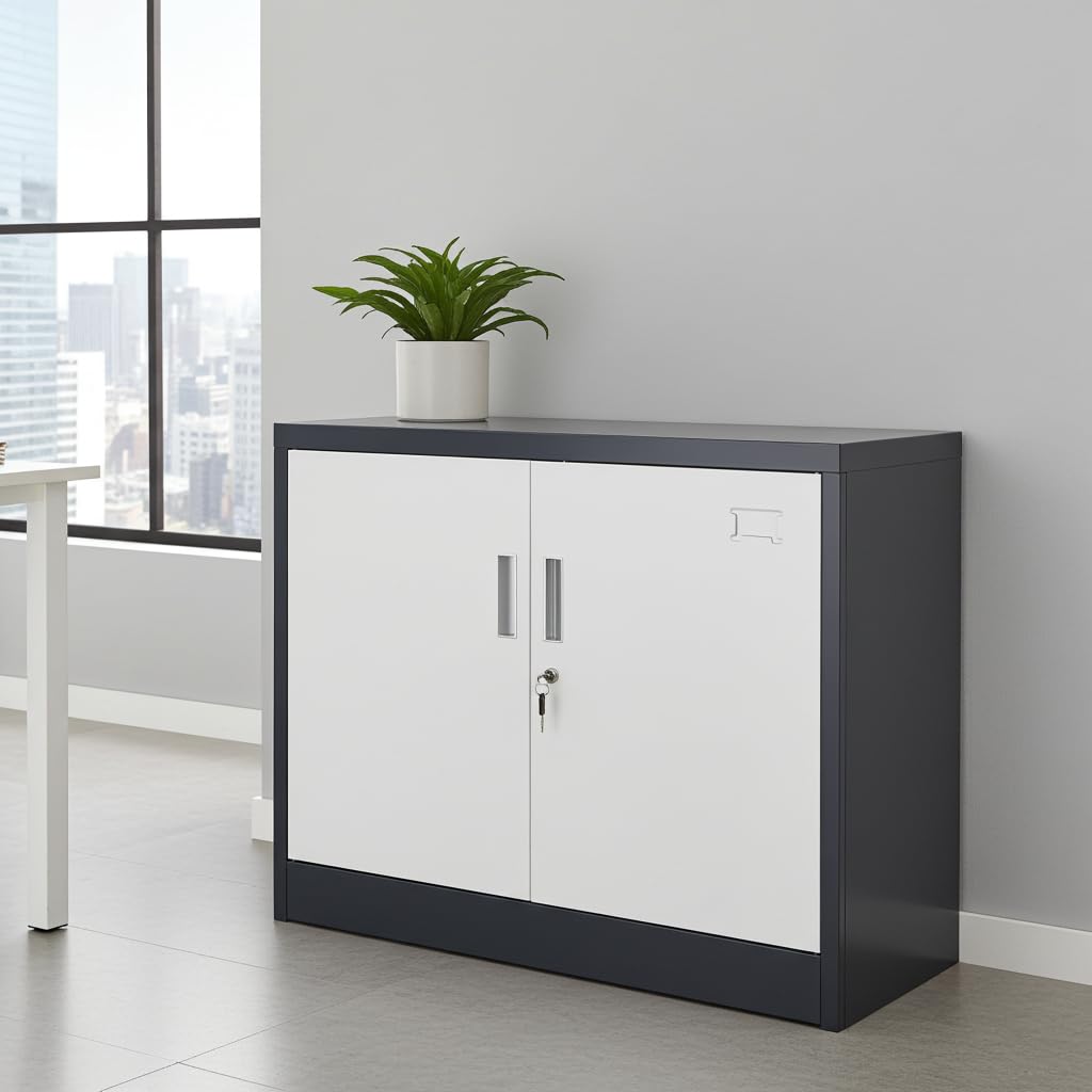Jet-Line Saratow Armadio per pratiche/attrezzi, grigio scuro/bianco, per magazzino, ufficio, officina