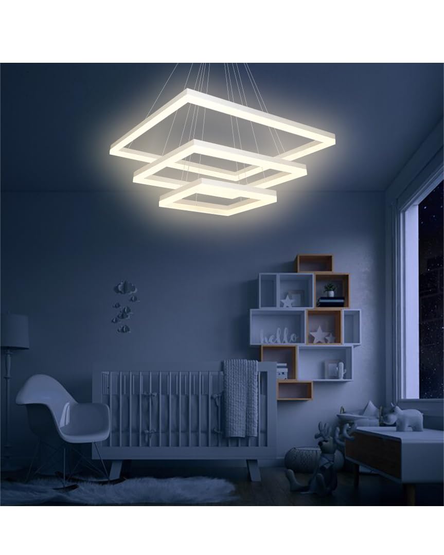 Arcadia Lampadario Led Soffitto a Sospensione Moderno con Luce Calda e Fredda Dimmerabile, Telecomando e App per Cellulare - Lampadario Camera da Letto, Soggiorno, Cucina e Cameretta - 5500 LM 60 Cm