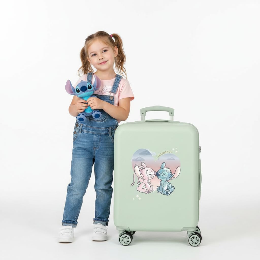 Disney Adorable Stitch Moods Maleta de Cabina Rígida ABS Cierre de combinación Lateral 4 Ruedas Dobles Equipaje Mano