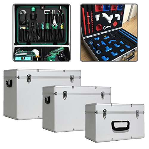 LARS360 3-in-1 Silber Alukoffer Aluminiumkiste Werkzeugkiste Alubox Werkzeugkoffer Transportbox Lagerbox 3 Größe (XXL) - 9