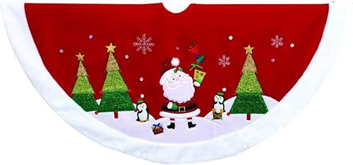 Kurt S. Adler Falda de árbol con apliques de Papá Noel rojo, verde y blanco de 48 pulgadas