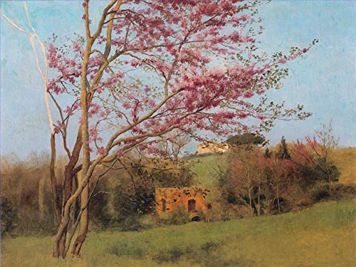 Peinture à l'huile fleurs d'amandier rouge Godward : fini les murs vides