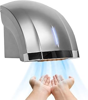 Secador De MãO Comercial-Quente&Frio,1800w Parede Pendurada Secador MãO EléTrico AutomáTico-1.8m/S Velocidade Vento/65±15℃ Ar Quente,Secador MãO Alta Velocidade Para DoméStico,Silver