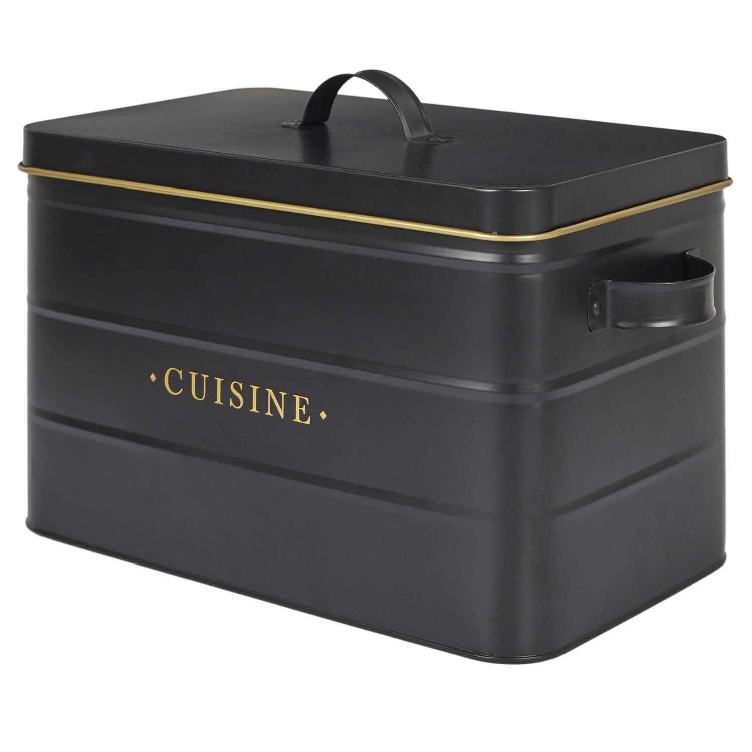 COOK CONCEPT - BT6819, Boîte en métal élégante pour Cuisine, Conçue pour Conserver Aliments secs, Design hermétique, Durable et Facile d'entretien, Taille 1L, Couleur Noir et doré