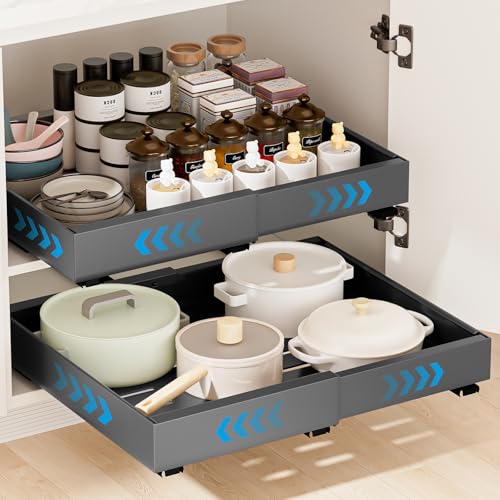 Cajón de cocina extensible de alta resistencia y diseño deslizante para armarios, set de 2 2