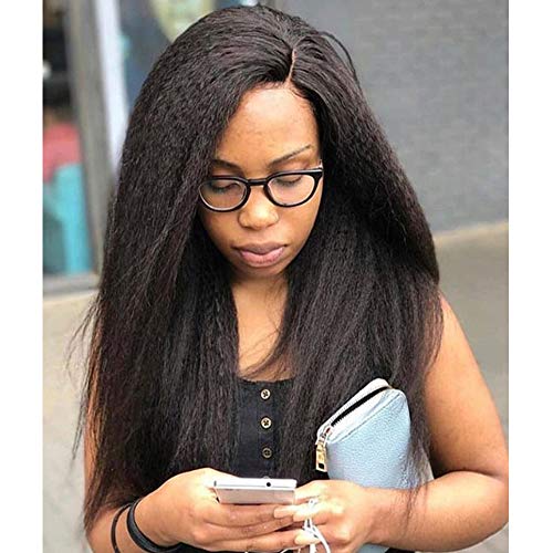 Alibling Yaki Straight Lace Front Wig Synthetic Long Straight Wigs For Black Women 26inch Heat Resistant Style Wig