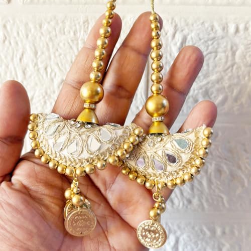 Image of Adikala Craft Store Handmade Ethnic Latkan Tassel Set of 2 for Saree Pallu, Blouse, Suits, Dupatta, Lehenga Decor (Sikka Mirror)