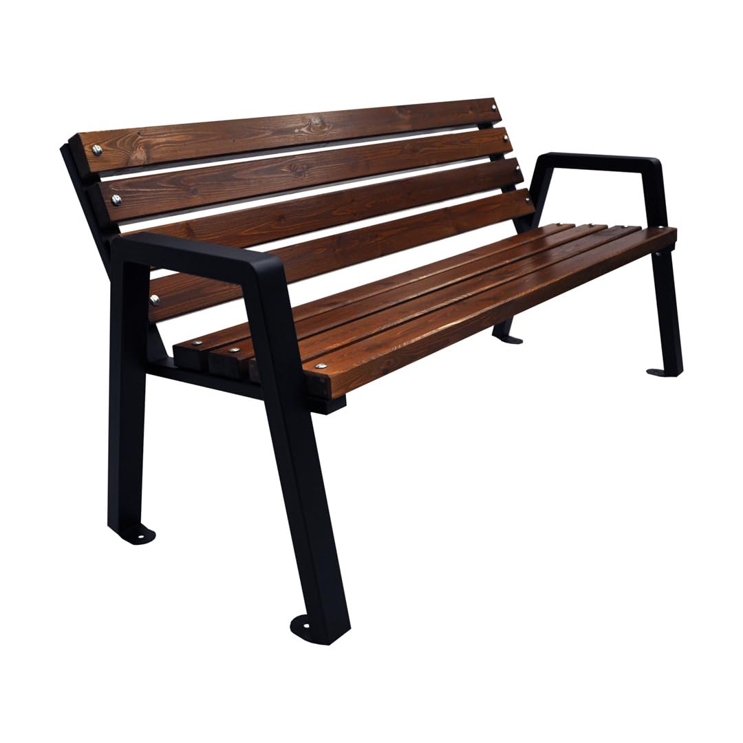 Panchina da giardino resistente alle intemperie in legno 125cm - Panchina da esterno Moderno verniciata a polvere - Panchina da parco in abete scandinavo (Brun)