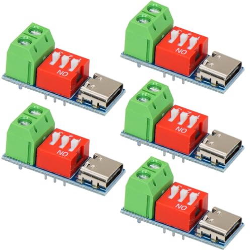 5 Packs USB-C PD Trigger Board Module PD/QC Decoy Board Tools for Fast Charge USB Type-c to 5V9V12V20V High Speed Charger Power Delivery Boost