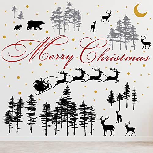 Vinilos decorativos de pared de Navidad 3 hojas bosque infantil miniatura 1