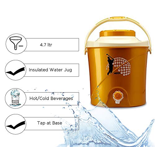 Image of Milton Kool Stallion 10 Insulated Plastic Water Jug, 9.7 litres, Golden Yellow, 1 Piece | Food Grade | Easy to Carry | BPA Free | Ideal for Travel | Picnic | Homes | Office | Shops | Clinics