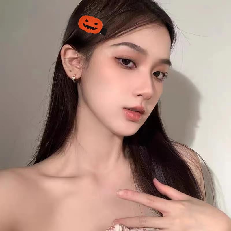 Halloween Pumpkin Ghost Hair Clips for Women Halloween Costumes Ghost Spider Hair Clips for Teen Girls Halloween Accessories Women Halloween Themed Party Gifts for Girls 2Pcs - Image 2