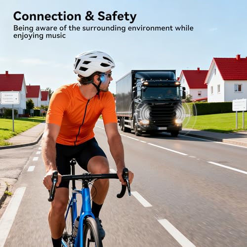 Image of Fanisic Bone Conduction Headphones, Bluetooth 6.0 Open Ear Headphones with Mic, Type-C Quick Charge. Long Battery Life, IPX5 Sweatproof, Lightweight Comfortable for Office, Sports, and Driving(Black)