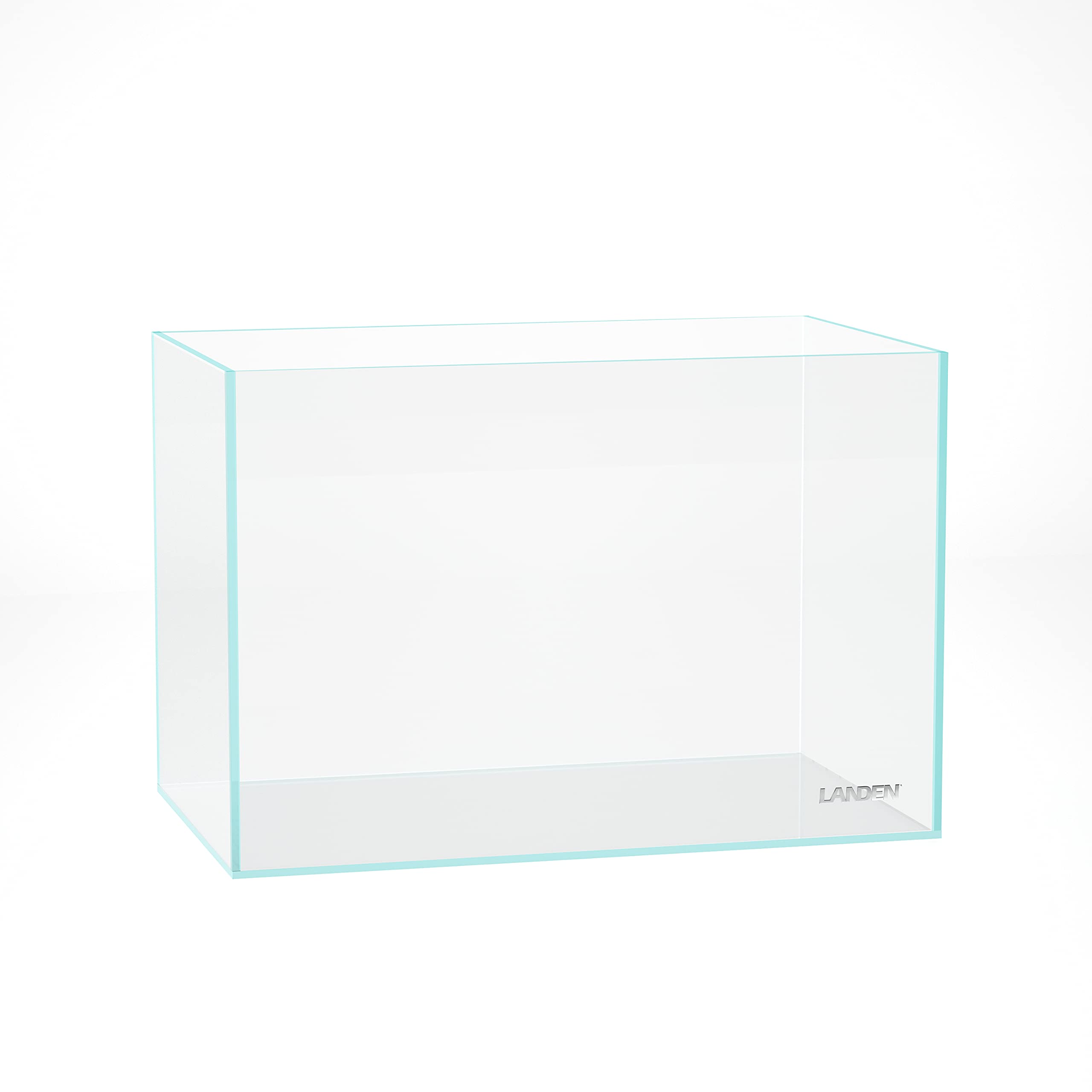LANDEN 45P 38 Litre Rimless Low Iron Aquarium Tank, 17.7" W × 11.8" D × 11.8" H (45cm x 30cm x 30cm) 5mm Thickness with Nano Foam Leveling Mat
