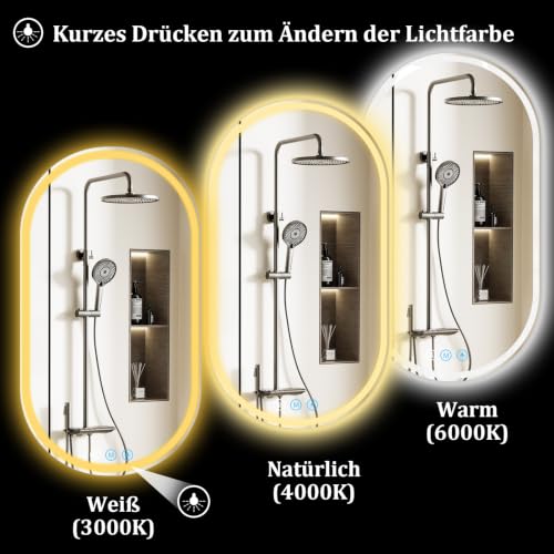 XRAMFY Badspiegel mit Beleuchtung LED 165×66CM Anti-Beschlag Badezimmer Wandspiegel Badezimmerspiegel IP65 Wassergeschützt – Ansicht 4