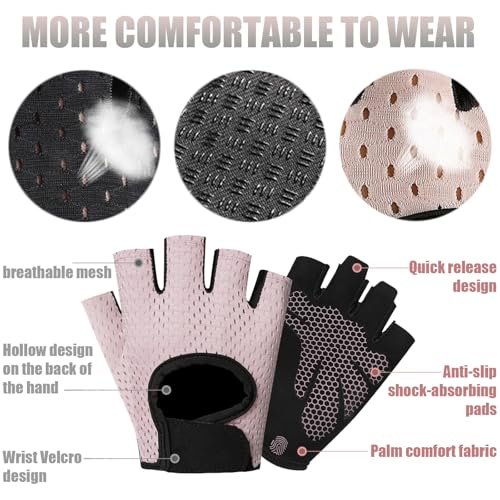 DKDDSSS 2 Pares Guantes de Gimnasio para Hombre y Mujer, Guantes de Fitness, Guantes de Fitness Transpirables, para Entrenamiento, Ciclismo, Tracciones, Etc - Imagen 4