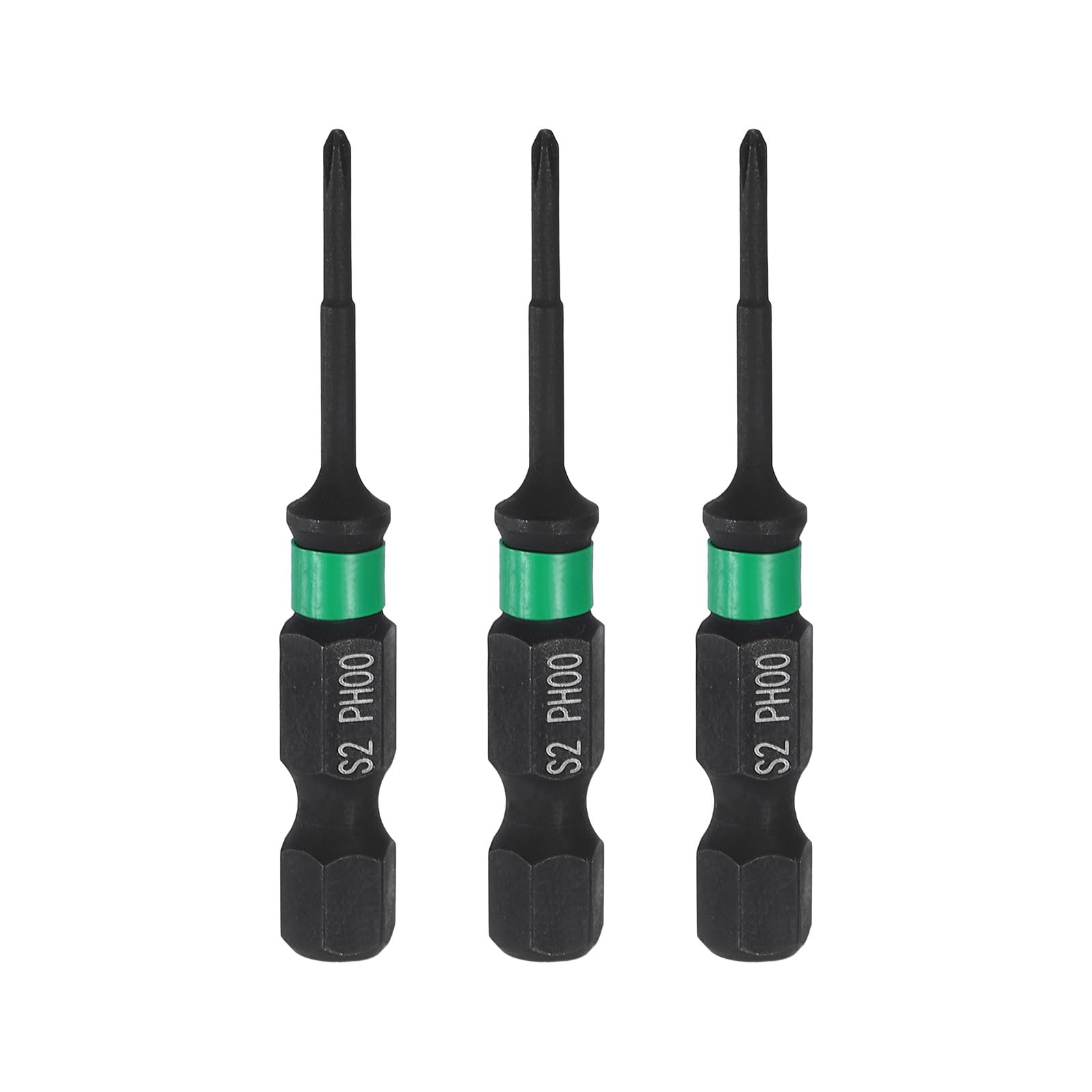 sourcing map 3pcs #00 Impact Phillips Screwdriver Bit PH00 1/4" Hex Shank 2" (50mm) Long 0.08" Rod Magnetic Cross Head Drill Bits S2 Steel Industrial Screw Driver for Impact Power Drivers
