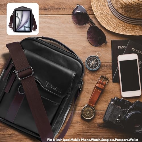 Image of VISMIINTREND Leather Sling Bag for Men Travel | Side Shoulder Messenger Bag for Man | Fits 10 inch ipad | Corporate Gifts for Men | Birthday Gift for Husband /Father | Premium