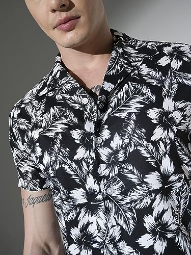 Image of Hubberholme Men's Rayon Relaxed Fit Printed Half Sleeve Resort Shirt