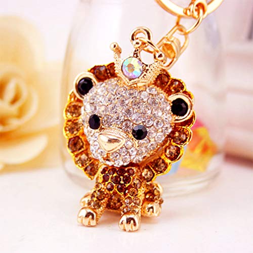Cute Lion Shape Crystal Rhinestone Sparkling Keychain Bag Pendant Handbag Charm for Women Girls3