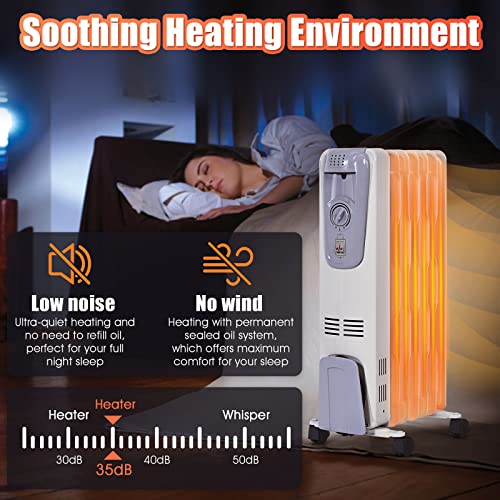 Tangkula Oil Filled Radiator Heater, 1500W Portable Space Heater Radiator With Adjustable Thermostat, 3 Heat Settings, Overheat & Tip-Over Protection, Electric Radiant Heater For Indoor Use #TOP6