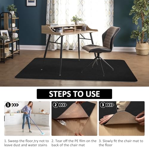 Image of Office Chair Mat for Hardwood Floor & Tile Desk Chair Mat for Rolling Chairs Protect Hardfloor Desk Area Rug for Workstations, Durable Desk Mat for Home and Office Use (Black, 36X47 in)