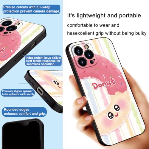 Donut Pattern Phone Case for iPhone 15 Pro Max - Pink Frosting with Colorful Sprinkles, Soft Cute Protective Cover for Girls & Women (B1-Cartoon Cute Donut)