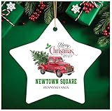 2025 Christmas Tree Ornaments Newtown Square Pennsylvania Ornament Gift Holiday Decoration Present Newtown Square PA Souvenirs Hometown New Home Keepsake 3" White