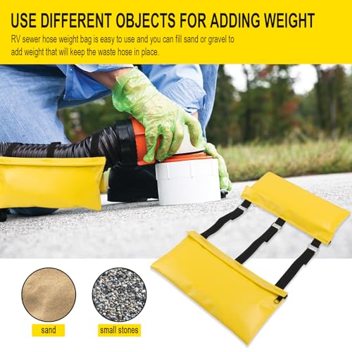 Image of RV Sewer Weight Bag for RV Camping, Waterproof RV Hose Fastening Device RV Sewer Hose Weights Hold Down for RV /Camper /Trailer, Sewer Hose Support to Reduce Accidental Spillage, 2 Pack