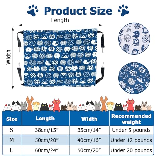 2PCS Cat Hanging Hammock,Double-Sided Canvas Reversible Pet Cage Hammock with Adjustable Strap & Sainless Steel Hooks for Small Dogs Cats Rabbits,Sleeping and Resting Playing - Image 4