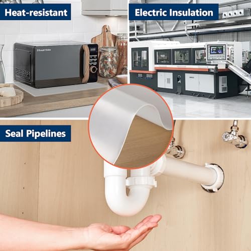 Image of WochiTV Translucent Silicone Rubber Sheet, 12 inch Wide x 3 /8 inch Thick x 12 inch Long Heat Resistant Rubber Mat for DIY Gaskets Material, Pads, Sealing, Cushion, Microwave Oven Protection
