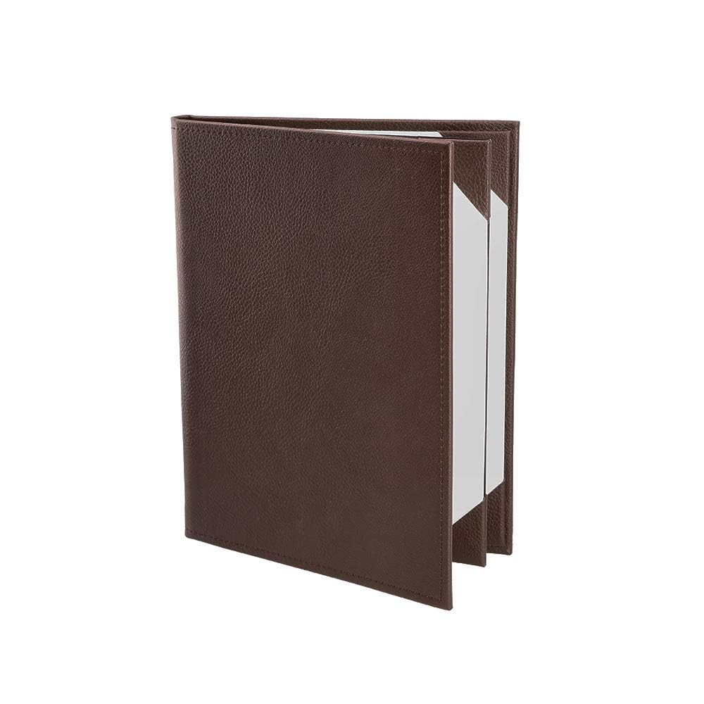 Restaurant Leather Menu Covers Holders 9x12" Inches, 3 panel 4 view folder, Menu Presenters for Restaurants, Hotel with Photo Album-Style Corners, Menu Folder Holder : Brown