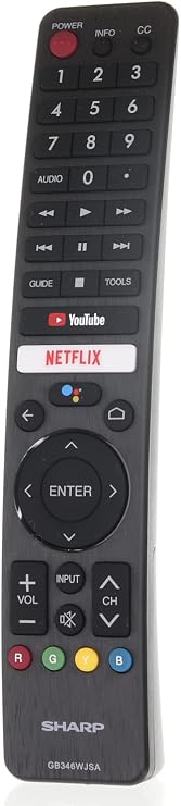 ANDERIC Originals GB346WJSA Remote Control with Google Voice for Sharp AQUOS Google LCD LED TVs with Shortcuts - YouTube, Netflix GB326WJSA - RRMCGB346WJSA | RF & IR