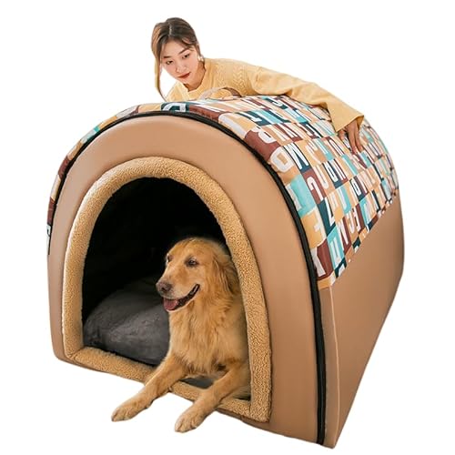 1pc Lodge Style ナイロン製ペットハウス、四季対応の密閉式ドッグテント、取り外し可能な洗える寝具付きの暖かく安全な猫用ベッド、屋内/屋外使用