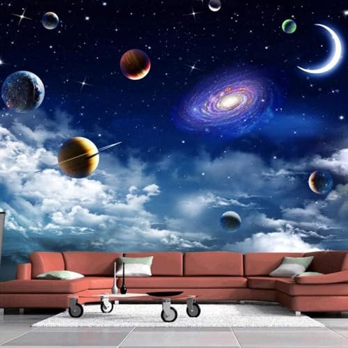XLMING Universo Planetas Luna Creativo Arte 3D Papel Pintado Lujo Casa Sala Decoración Estar Comedor Sofá Dormitorio TV Fondo de Pared-430cm×300cm