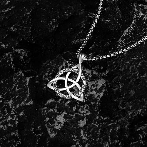 Celtic Necklace for men Sterling Silver Celtic Knot Triquetra Triangle Trinity Necklace Gift for Men2