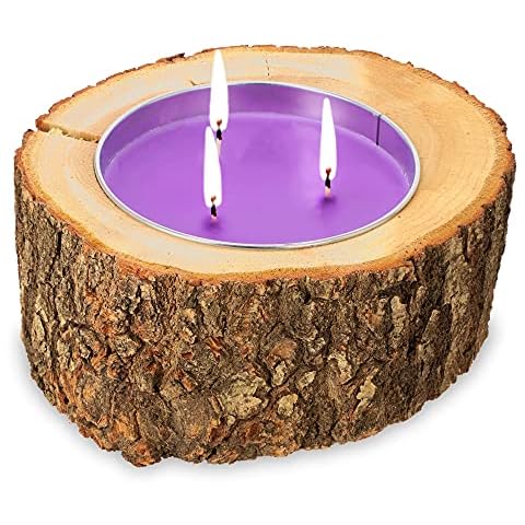 KADAX Vela rústica en tronco de árbol, vela de madera natural Cover