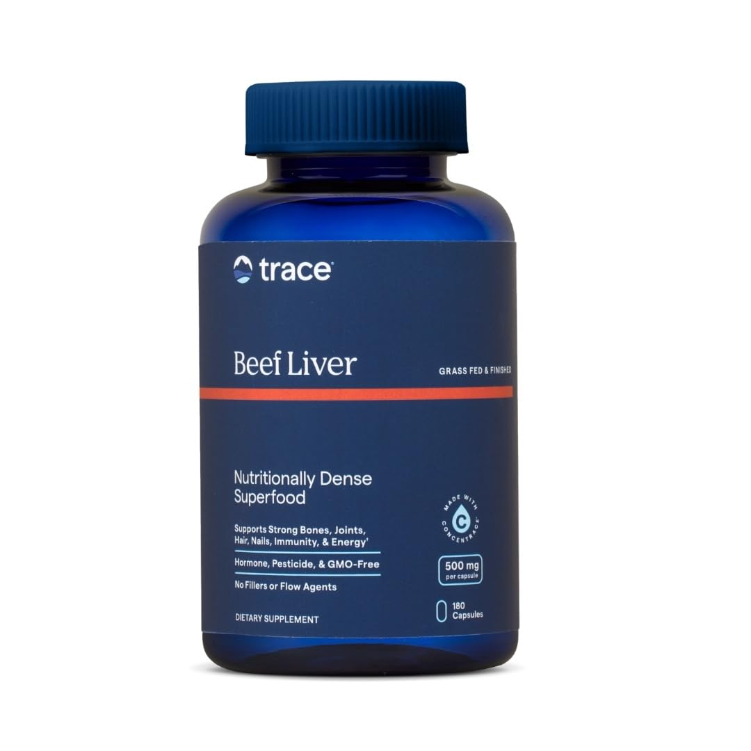 Trace Minerals Beef Liver, 500mg - Bone Health & Energy Support Supplement - Nutritional Supplement Aids Healthy Skin & Immunity - Beef Liver Supports Healthy Organs - 180 Capsules (30 Servings)