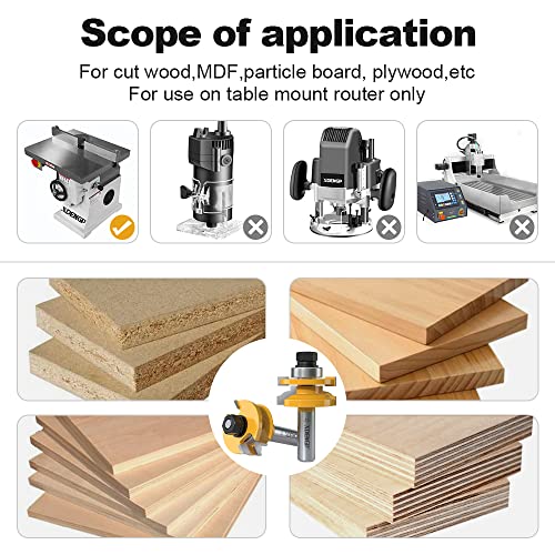 Image of 2PCS Ogee Style Rail and Stile Router Bits Set 1 /2 Inch Shank, 3 /8 Inch Cutting Depth, Up to 1 Inch Stock, Kitchen Cabinet Door Frame Shaper Cutters Raise Panel Making Router Bit Set