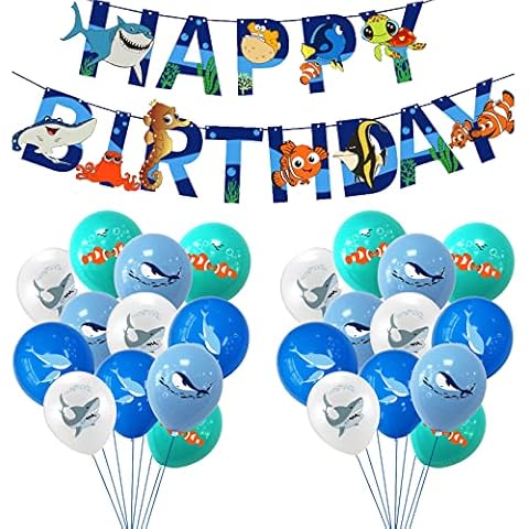 Finding Nemo Birthday Decoration Ocean Shark Party Supplies Whale Shark Birthday Decorations Shark Balloons Birthday Nemo Birthday Balloons Nemo And Dory Birthday Banners Shark Balloon Decorations Cover