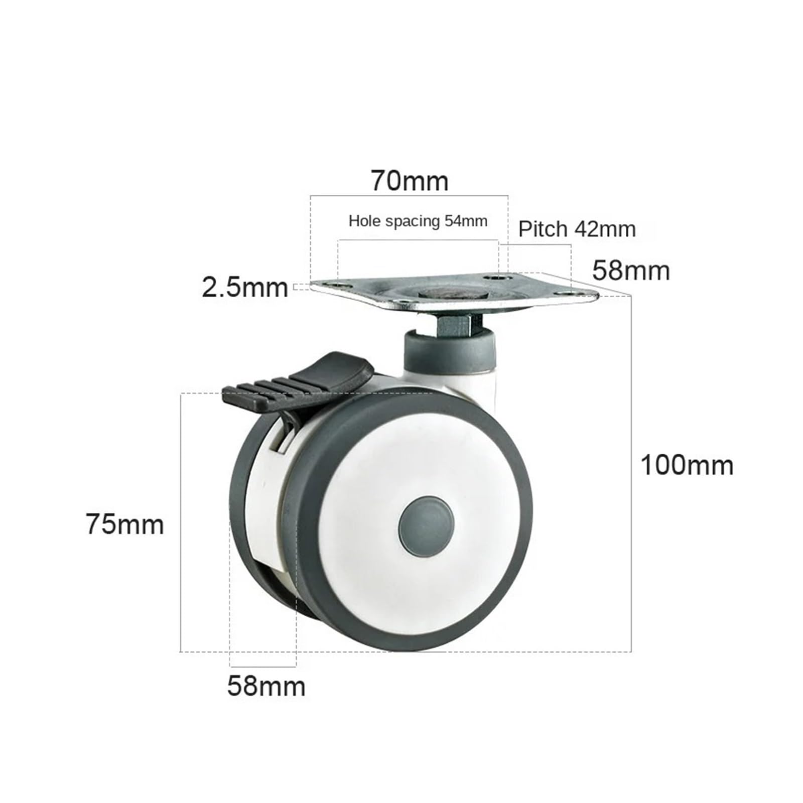 4 Teile/los 3 Zoll Kosmetische Instrument Universal/Bremse Rad Schraube Caster(Flat-Universal wheel)