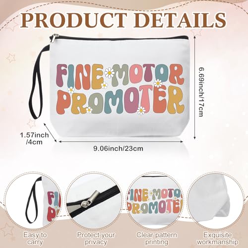 Kacctyen 3 Pcs Occupational Therapy Gift for Women Occupational Therapist Makeup Bag with Keychain 17 oz Fine Motor Promoter Glass Cups with Lids and Straws Therapy Gifts for Therapists OT Women3