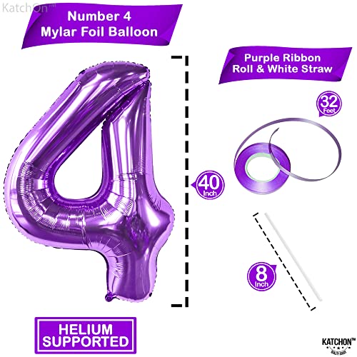 Image of KatchOn Giant Purple 4 Balloon Number - 40 Inch Birthday Decorations