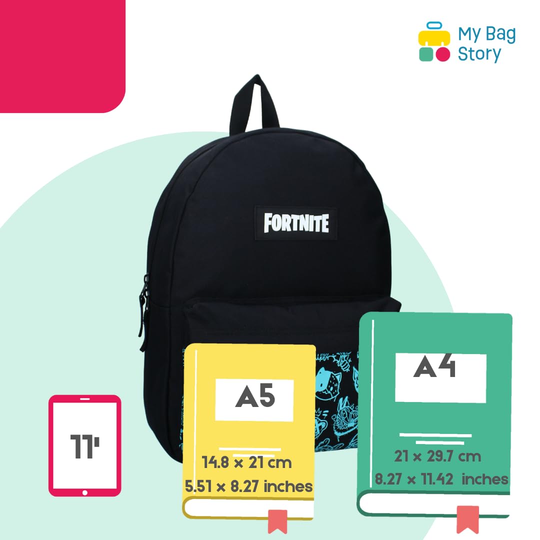 mybagstory - Plecak dla chłopców czarny - Dzieci - Szkoła - Przedszkole - Przedszkole - Żłobek - Tornister dla chłopców - 39 cm - Pomysł na prezent, Fortnite - czarny, Enfant