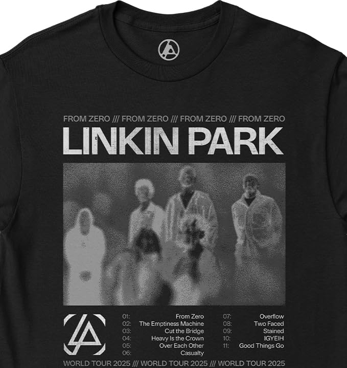 Linkin Park Unisex-Adult Zero Official Merch Song List Tour T-Shirt2